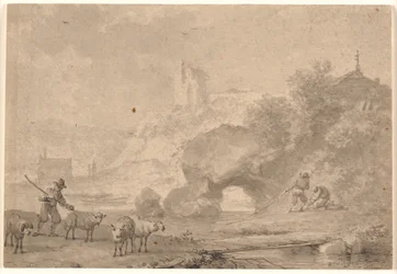 Berger et pêcheurs dans un paysage fluvial méridional