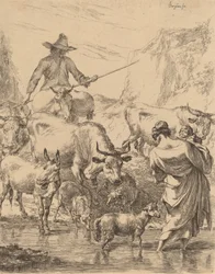 Troupeau traversant le ruisseau