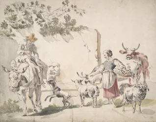 Paysans allant au marché