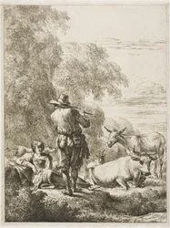 Berger jouant de la flûte