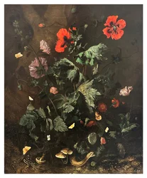 Un sol forestier avec des fleurs, des papillons et des reptiles, vers 1656-1700 (huile sur toile)