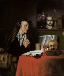 Une vieille femme en prière, vers 1655