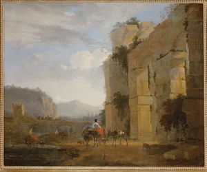 Paysage italien avec les ruines d
