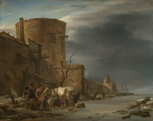 Le mur de la ville de Haarlem en hiver