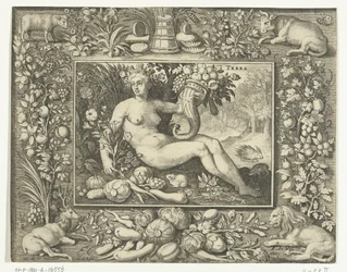 Élément terre comme femme nue avec corne d