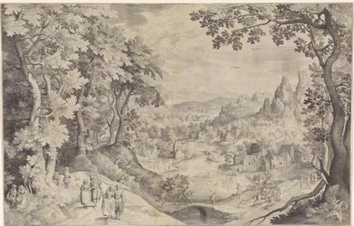 Paysage avec chasse au cerf