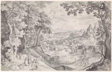 Paysage avec chasse au cerf