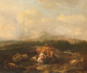 Paysage italien avec bétail
