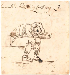 Paysans assis et dormant
