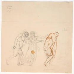 Davus Mysis et Chremes. Étude pour le tableau Chremes écoute la conversation de (la servante) Mysis et Davus