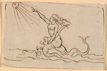 Une sirène pointant vers le soleil