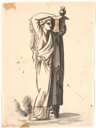 Une figure féminine portant une arche sur l