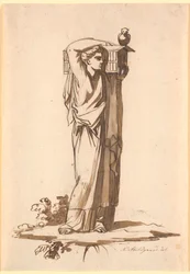 Une figure féminine portant une arche sur l