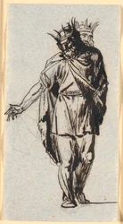 Une figure de roi nordique (?) debout avec une couronne sur la tête