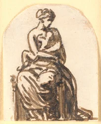 Femme assise avec un petit enfant dans les bras