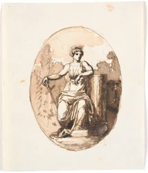 Figure féminine assise, allégorie de la force ou de la constance