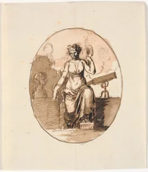 Une figure féminine assise, allégorie de la sagesse ou de la science