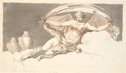 La Nuit, une femme reposant avec des ailes de chauve-souris