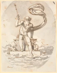 Oceanus sur son trône dans la mer