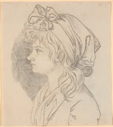 Portrait de profil de la deuxième épouse du peintre Juliane Marie Abildgaard, née Ottesen. Préparation pour un portrait au musée de Frederiksborg