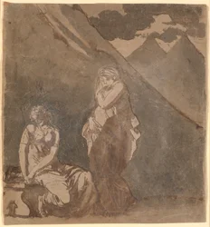 Scène de "Le triumvirat" de Voltaire, probablement acte 1, scène 1