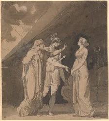 Scène de "Le triumvirat" de Voltaire, probablement acte 2, scène 2