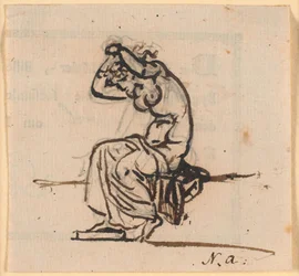 Femme assise, arrangeant ses cheveux