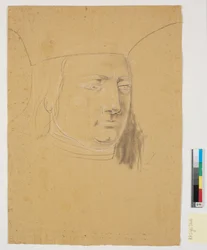 Étude de la tête de Christian I sur Christian I élève Holstein au rang de duché