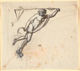 Figure flottante avec un cerf-volant à la main