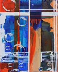 Bulle bleue et orange abstraite