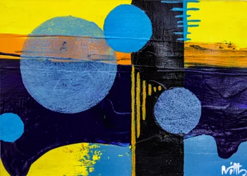 Cercle abstrait bleu et jaune