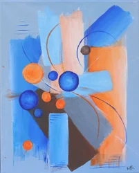 Sphères bleues et orange dynamiques