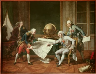 Le roi de France Louis XVI (1754-1793) donnant des instructions au capitaine Jean-François Galaup, comte de La Pérouse
