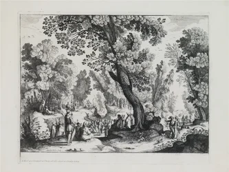 Paysage boisé avec le sermon de Saint Jean-Baptiste