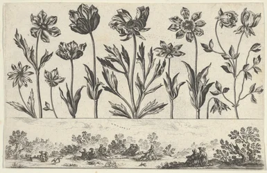 Panneau horizontal avec une rangée de fleurs au-dessus d