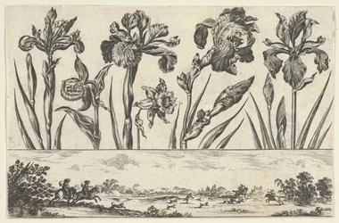 Panneau horizontal avec une rangée de fleurs au-dessus d