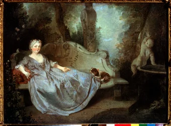Une dame dans un jardin, XVIIIe siècle