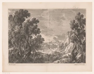 Paysage montagneux avec des gens sur un chemin