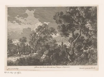 Paysage forestier avec bergers et troupeau