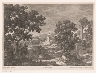 Paysage avec source antique près de la rivière