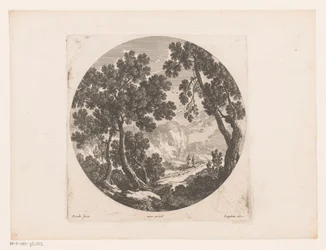 Paysage avec bergers derrière un troupeau
