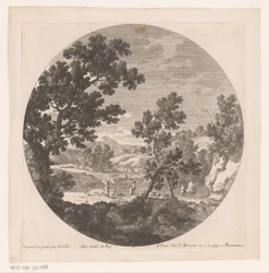 Paysage avec bergers le long d