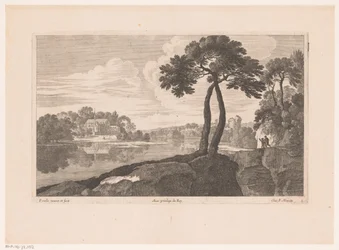 Paysage avec monastère au bord de la rivière
