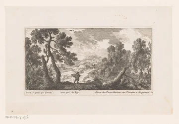 Paysage avec un homme au manteau flottant