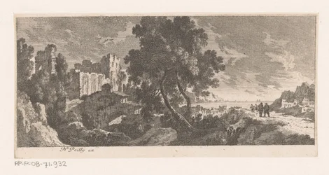 Paysage avec ruine au bord de la mer