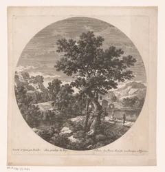 Paysage avec deux hommes près d