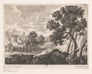 Paysage avec deux promeneurs