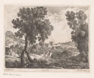 Paysage avec deux promeneurs