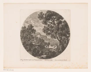 Paysage avec des promeneurs et des bergers avec un troupeau