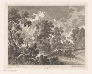 Paysage ensoleillé avec une maison au bord de la rivière